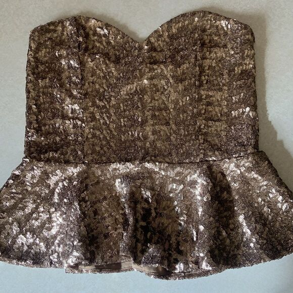 ASOS Peplum Sequence Strapless Top Size 10 - Picture 4 of 7